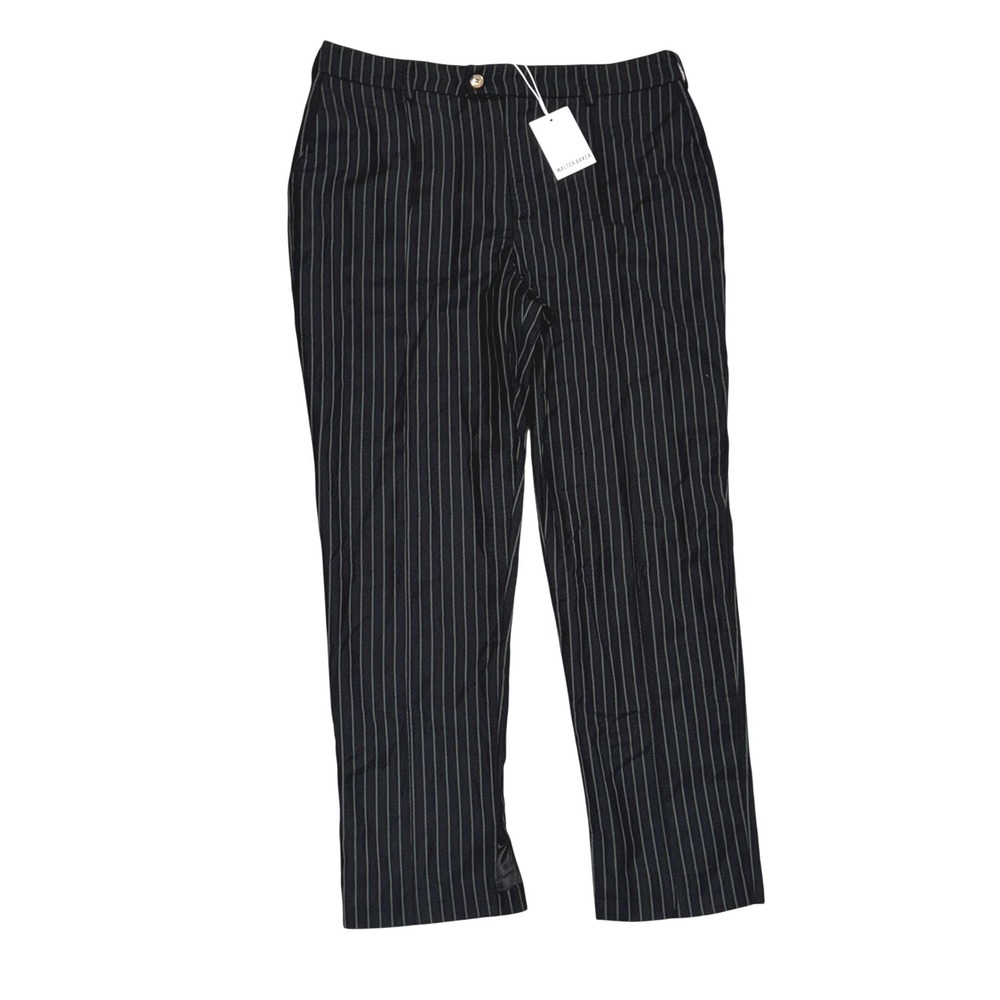 Walter Baker Shania Pant Sz 10 Black/Gray Green Pinstripe Tailored Trousers $198